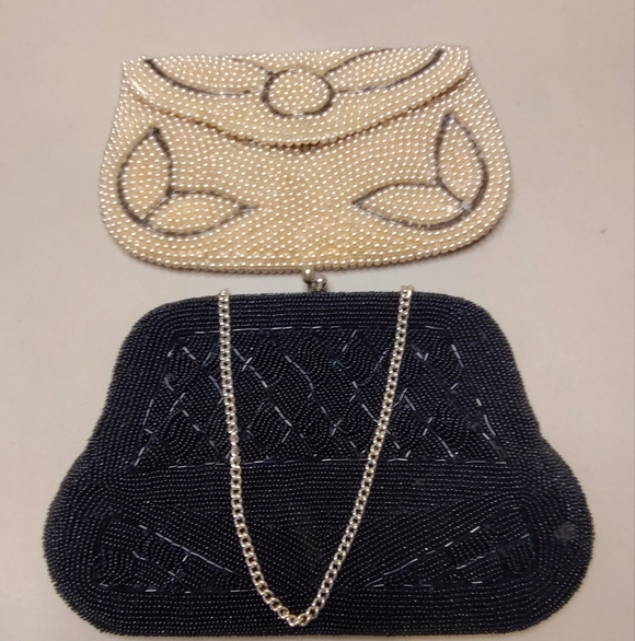 Handbags - Two Vintage Handmade Beaded Small Clutch Evening Bags Made In Japan